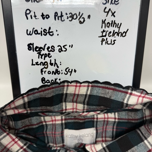 Kathy Ireland Green Tartan Plaid Maxi Length Flannel Night Gown 4X Long Sleeve - Picture 8 of 14